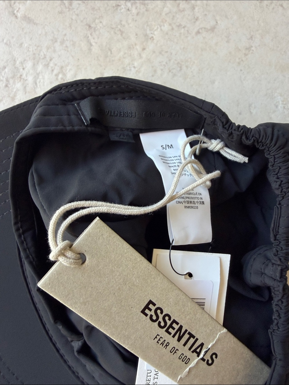 NWT Fear of God Essentials Black Nylon Baseball Cap with Logo Patch - Picture 2 of 5